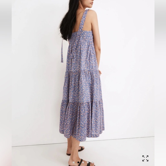 Madewell Petite Tie-Strap Tiered Midi Dress in Summer Vines - Picture 2 of 11
